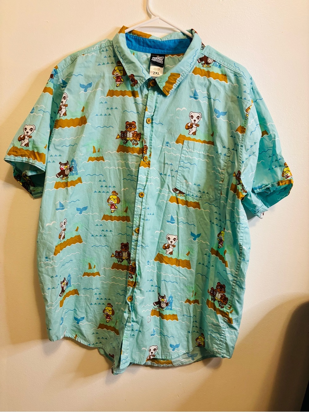 Nintendo New Horizons Welcome to Animal Crossing men’s shirt XXL button down